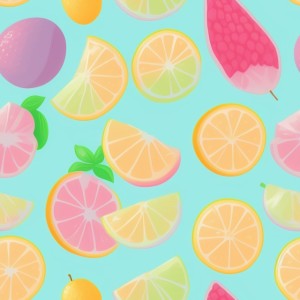 Pastel fruits flat illustration, trending on artstation, base color, albedo, detailed, 4k