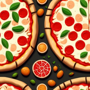 Pizza illustration design texture, trending on artstation, base color, albedo, detailed, 4k