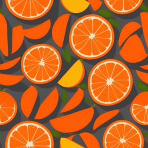 Orange fruit illustration graphic design wall texture, trending on artstation, base color, albedo, detailed, 4k