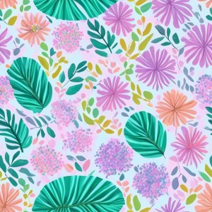 Pastel background with colorful pattern of plants and flowers, trending on artstation, base color, albedo, detailed, 4k
