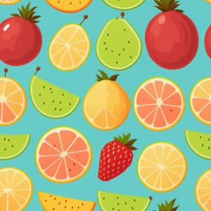 Fruits flat illustration, trending on artstation, base color, albedo, detailed, 4k