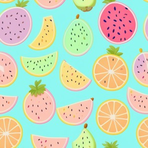Pastel fruits flat illustration, trending on artstation, base color, albedo, detailed, 4k