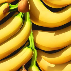 Banana fruit illustration graphic design wall texture, trending on artstation, base color, albedo, detailed, 4k