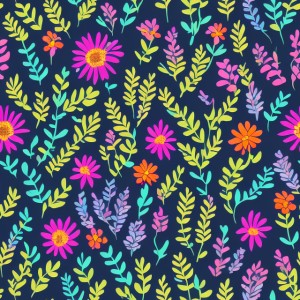 Dark background with colorful pattern of plants and flowers, trending on artstation, base color, albedo, detailed, 4k