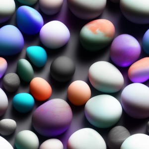 Lava lamp glow gradient floating marble pebbles on a dark background, trending on artstation, base color, albedo, detailed, 4k
