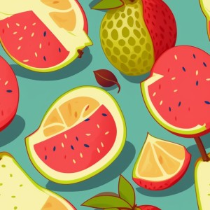 Fruit flat illustration, trending on artstation, base color, albedo, detailed, 4k