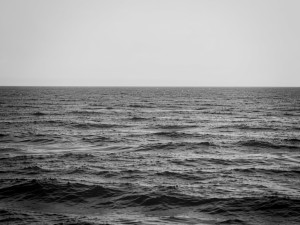 Grayscale of sea, photo