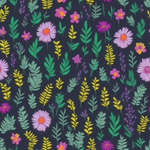 Dark background with colorful pattern of plants and flowers, trending on artstation, base color, albedo, detailed, 4k
