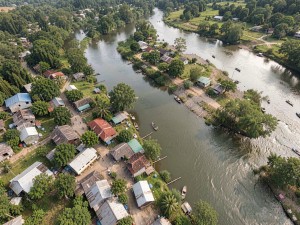 Bird's eye view photo of river village, photo