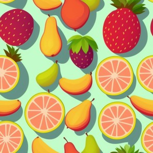 Fruit illustration flat texture, trending on artstation, base color, albedo, detailed, 4k