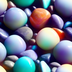 Lava lamp glow gradient floating marble pebbles on a dark background, trending on artstation, base color, albedo, detailed, 4k