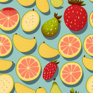 Fruit illustration flat texture, trending on artstation, base color, albedo, detailed, 4k