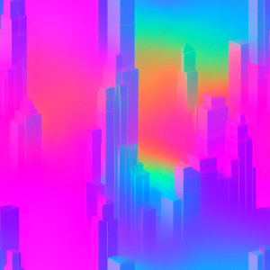 Aesthetic vaporwave psychedelic rainbow night city texture, trending on artstation, base color, albedo, detailed, 4k