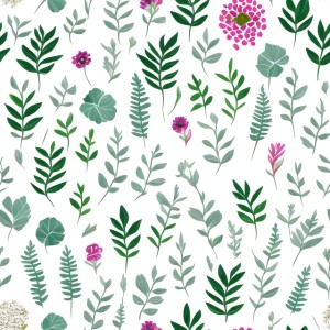 White background with colorful pattern of plants and flowers, trending on artstation, base color, albedo, detailed, 4k