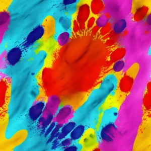 Colorful pattern with handprints on it, trending on artstation, base color, albedo, detailed, 4k